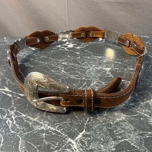 Vintage Women Tony Lama Silver Plated Heart Belt